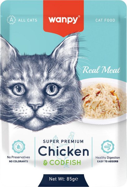 Влажный корм для кошек Wanpy Cat Курица и треска - фото