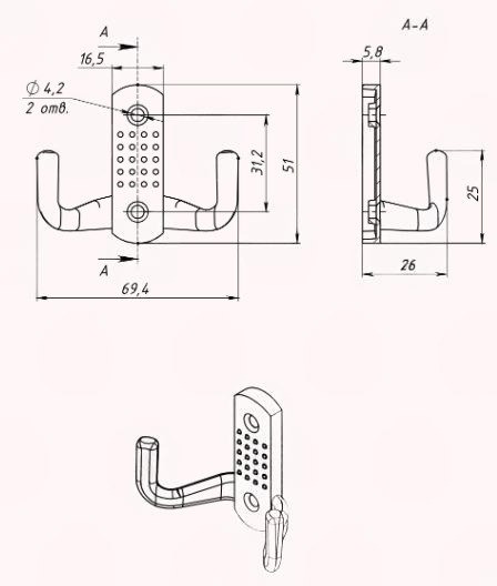 Крючок для одежды Металлист №10 пол.