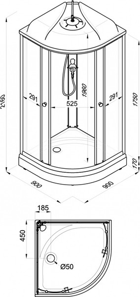 Душевая кабина Niagara Light L90/17 90х90х215