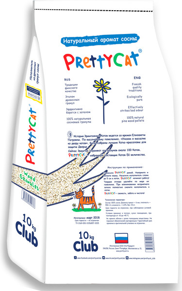 Наполнитель для туалета Prettycat Древесный Wood Granules 27022 / 620277