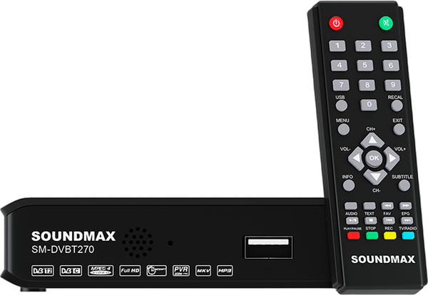 Смарт-приставка SoundMax SM-DVBT270 (черный) - фото