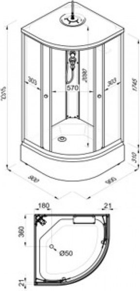 Душевая кабина Maroni Viva SR90M-DRN-DN4
