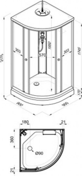 Душевая кабина Maroni Viva SR90L-DRN-DN4