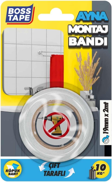 Скотч двухсторонний Boss Tape Вспененный для зеркал влагостойкий 19мм / MMT19x2 - фото