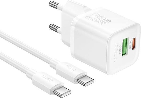 Зарядное устройство сетевое Hoco N65 + кабель Type-C-Type-C - фото