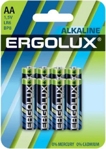 Комплект батареек Ergolux Alkaline LR6 BP8 / 14815 - фото