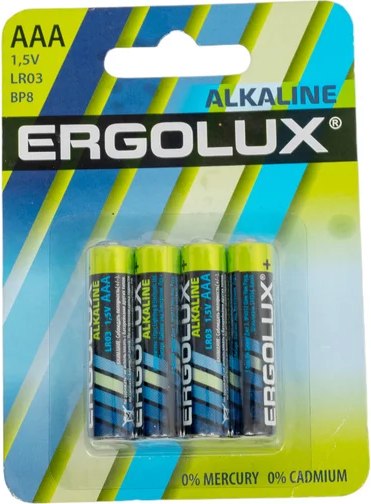 Комплект батареек Ergolux Alkaline LR03 BP8 / 14814 - фото
