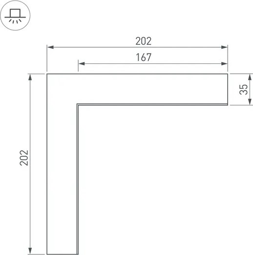 Угол профиля для светодиодной ленты Arlight SL-LINIA65-F внутренний / 030124