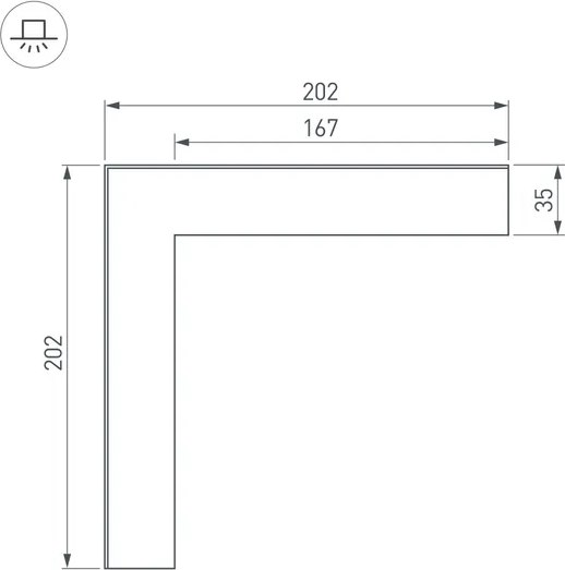 Угол профиля для светодиодной ленты Arlight SL-LINIA65-F внешний / 030125