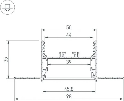 Угол профиля для светодиодной ленты Arlight SL-LINIA45-FANTOM внутренний / 030103