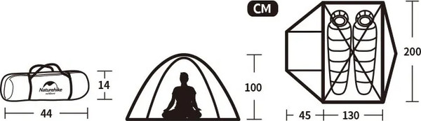 Палатка Naturehike P-Series NH18Z022-P 210T/65D / 6927595783597 (серый-голубой)