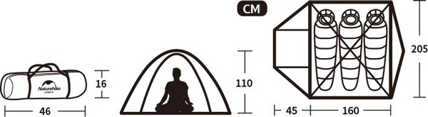 Палатка Naturehike P-Series NH18Z033-P 210T/65D / 6927595783634 (серо-голубой)