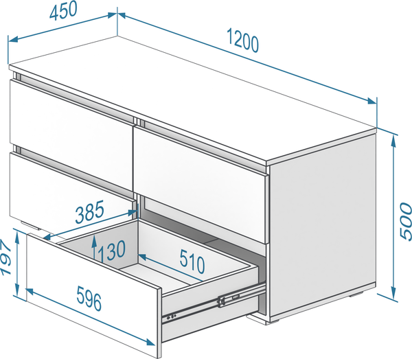 Тумба Кортекс-мебель Бари 120 4ш