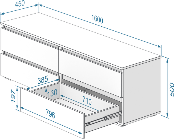 Тумба Кортекс-мебель Бари 160 4ш