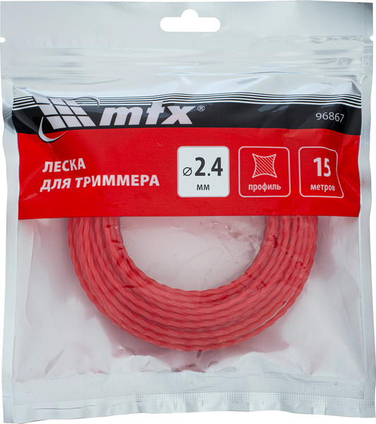 Леска для триммера MTX Витой квадрат 2.4мм / 96867