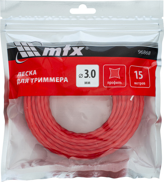 Леска для триммера MTX Витой квадрат 3мм / 96868