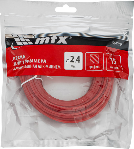 Леска для триммера MTX Армированная алюминием квадрат 2.4мм / 96889