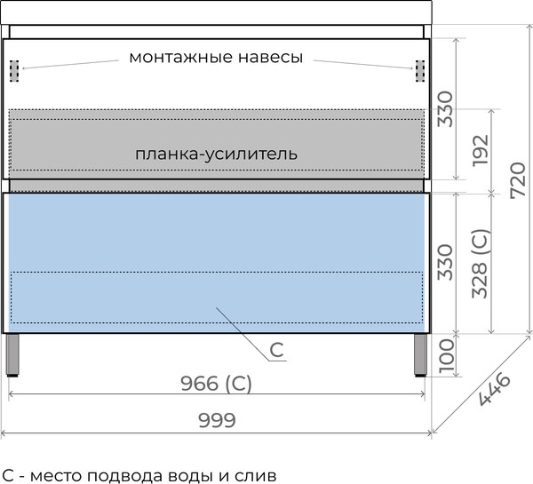 Тумба под умывальник Symbolite Манхэттен 100 Plus 2 ящика