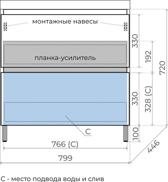 Тумба под умывальник Symbolite Манхэттен 100 Plus 2 ящика