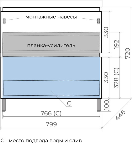 Тумба под умывальник Symbolite Манхэттен 80 Plus 2 ящика