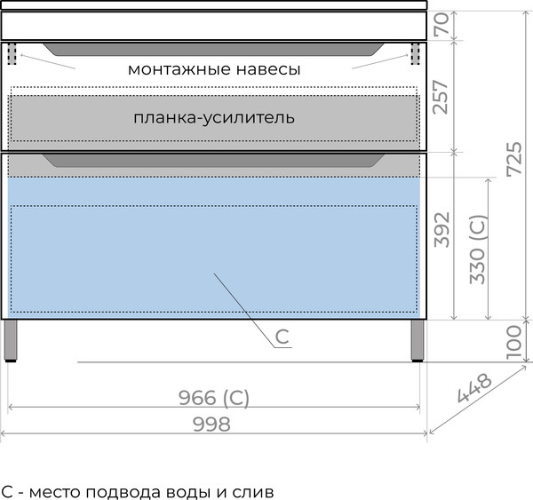 Тумба под умывальник Symbolite Остин 100 Plus 2 ящика