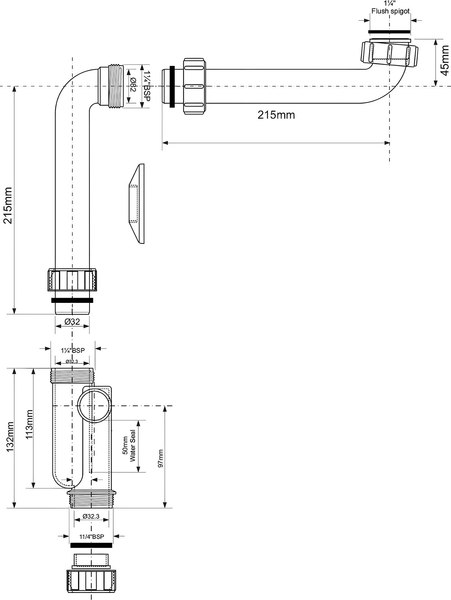Сифон McAlpine HC4PF-32SPS