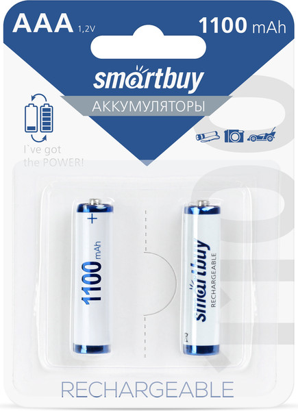 Аккумулятор SmartBuy AAA/2BL 1100mAh SBBR-3A02BL1100