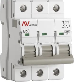 Выключатель автоматический EKF Averes AV-10 3P 63A (B) 10kA / mcb10-3-63B-av - фото