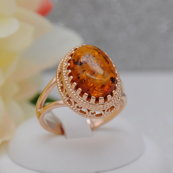 Кольцо Wolves Янтарь 1736