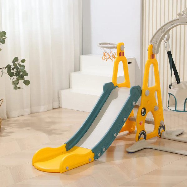 Горка-комплекс UNIX Kids Funny Car с качелями / ppslsw138yel