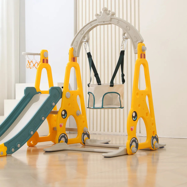 Горка-комплекс UNIX Kids Funny Car с качелями / ppslsw138yel