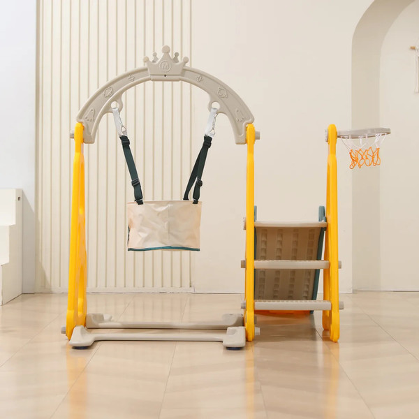 Горка-комплекс UNIX Kids Funny Car с качелями / ppslsw138yel