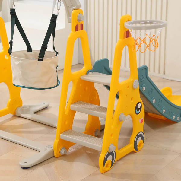 Горка-комплекс UNIX Kids Funny Car с качелями / ppslsw138yel