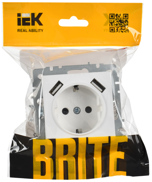 Розетка IEK Brite BR-R14-16-U21-D21-K91