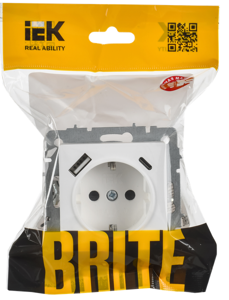 Розетка IEK Brite BR-R14-16-U22-018-K91