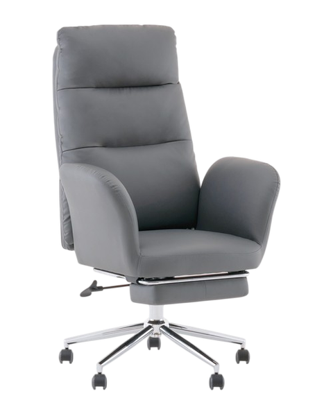 Кресло офисное TopChairs Solid с оттоманкой / DD-004-OT серый - фото