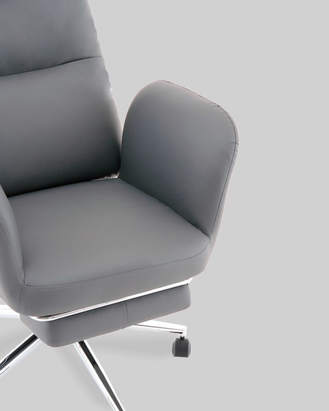 Кресло офисное TopChairs Solid с оттоманкой / DD-004-OT серый