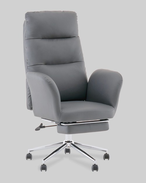 Кресло офисное TopChairs Solid с оттоманкой / DD-004-OT серый
