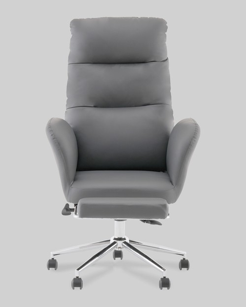 Кресло офисное TopChairs Solid с оттоманкой / DD-004-OT серый