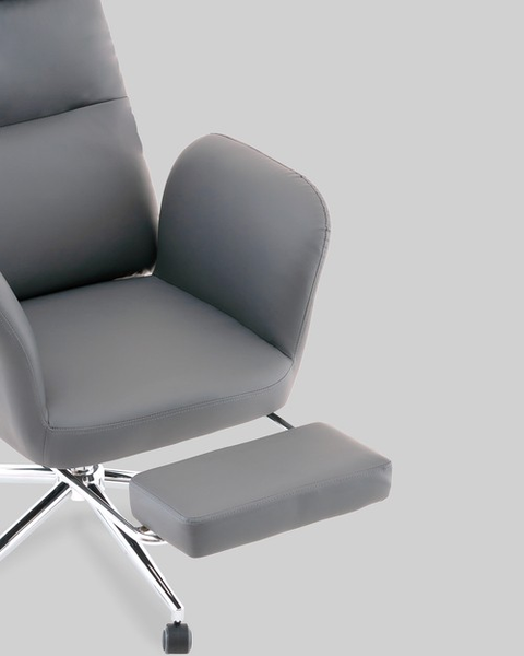Кресло офисное TopChairs Solid с оттоманкой / DD-004-OT серый