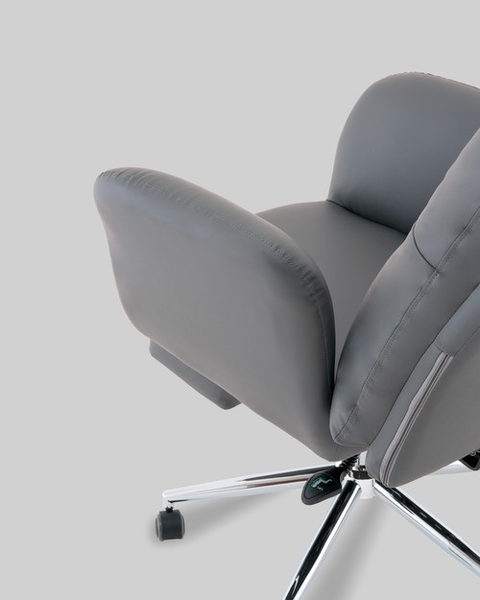 Кресло офисное TopChairs Solid с оттоманкой / DD-004-OT серый