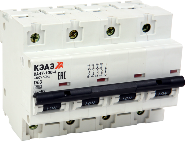 Выключатель автоматический КЭАЗ ВА47-100-4C100-УХЛ3 10кА / 330457 - фото