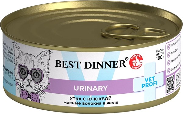 Влажный ветеринарный корм для кошек Best Dinner Vet Profi Urinary Exclusive Утка с клюквой - фото