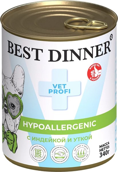 Влажный корм для собак Best Dinner Hypoallergenic Exclusive с индейкой и уткой - фото