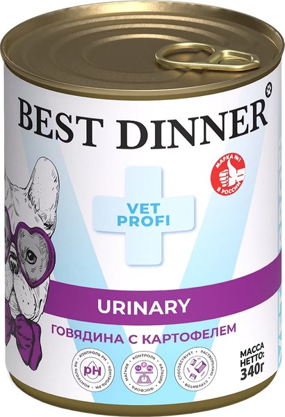 Влажный ветеринарный корм для собак Best Dinner Vet Profi Urinary Exclusive Говядина с картофелем - фото