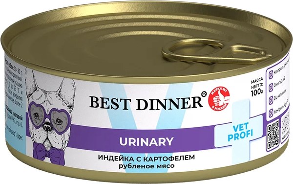 Влажный ветеринарный корм для собак Best Dinner Vet Profi Urinary Exclusive Индейка с картофелем - фото