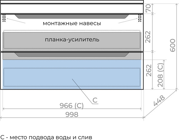 Тумба под умывальник Symbolite Остин 100 Plus 2 ящика