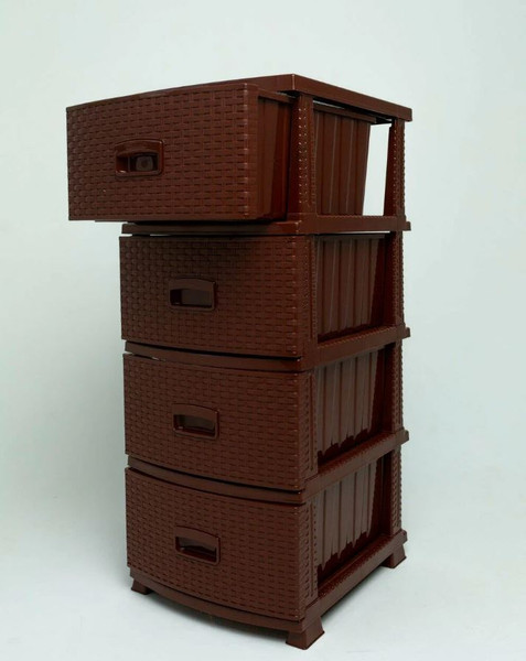 Комод пластиковый Русспласт Декор Ротанг 4 секции / РП-421