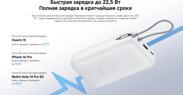 Портативное зарядное устройство Xiaomi Power Bank 20000mAh / BHR9740GL