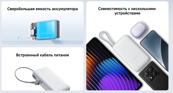 Портативное зарядное устройство Xiaomi Power Bank 20000mAh / BHR9740GL
